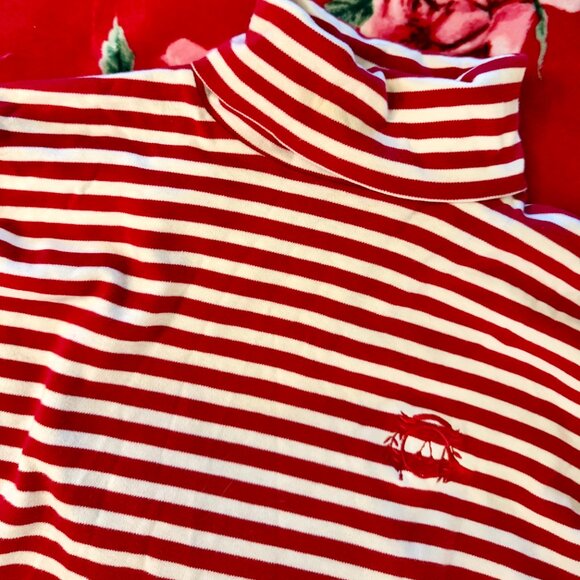 Vintage Charter Club by Jane Justin Red White Striped Turtleneck Long Sleeve - Picture 3 of 7